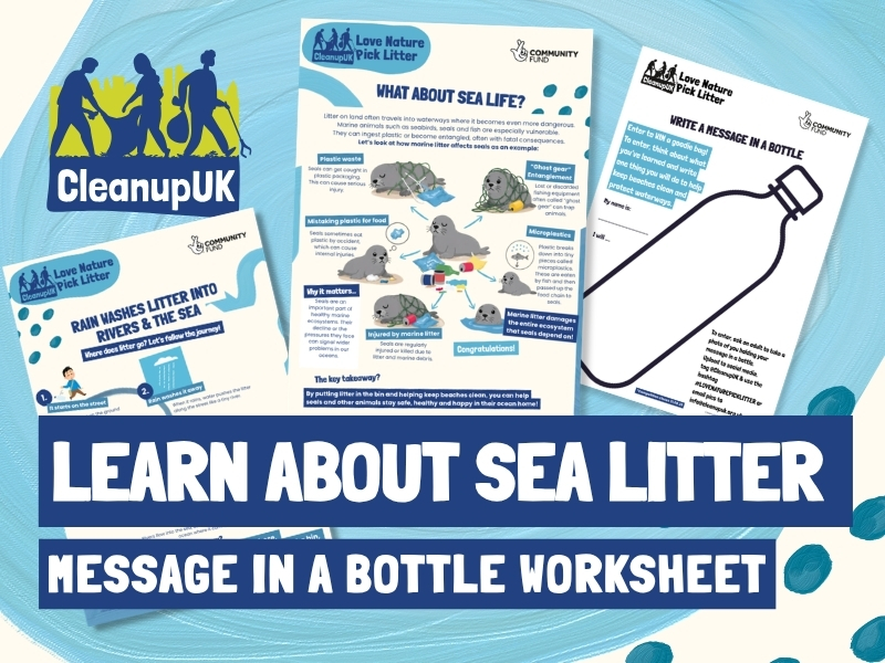 Learn About Sea Litter & Message in a Bottle Activity Sheets - CleanupUK