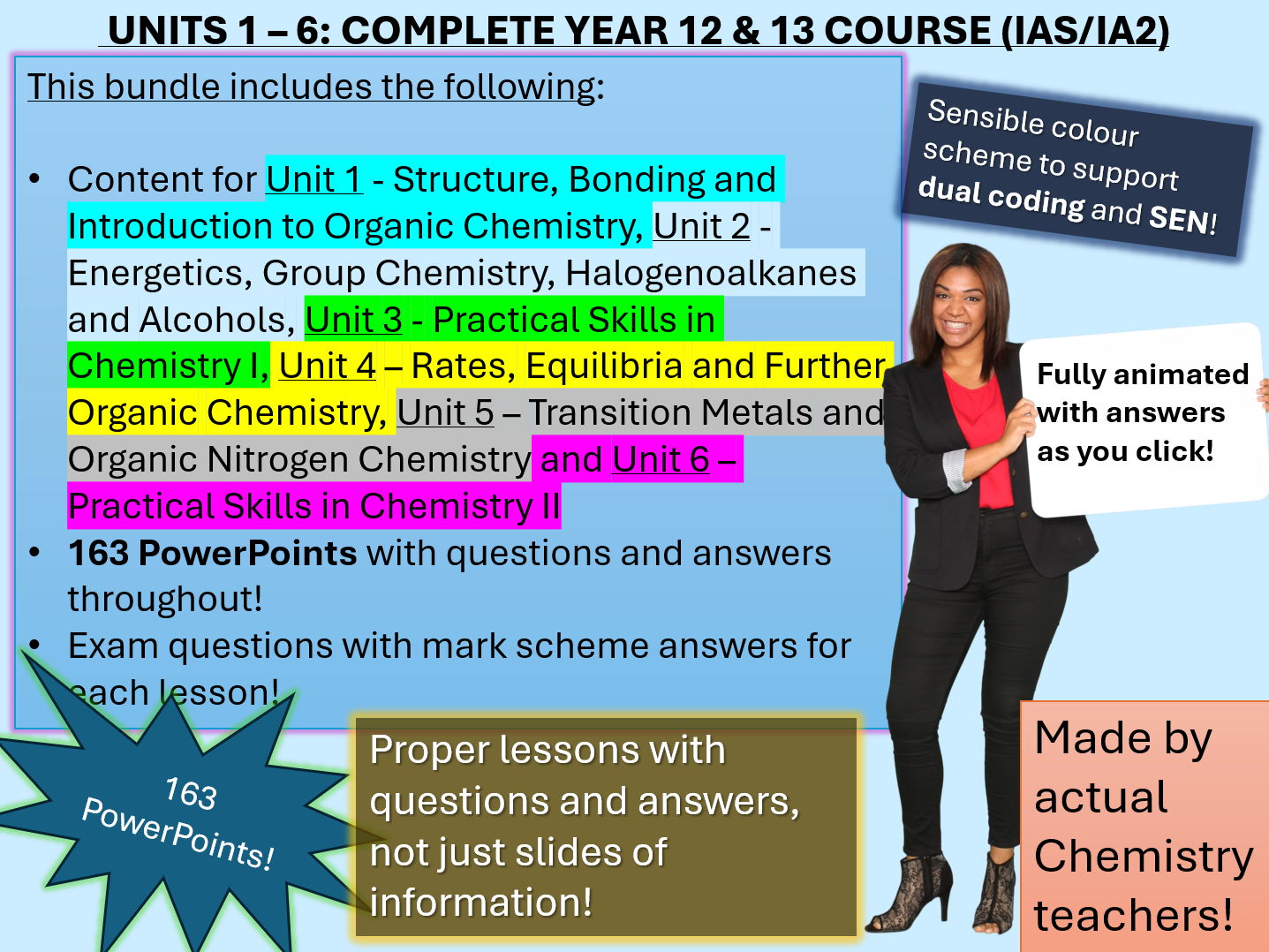 Edexcel International A level Chemistry - UNITS 1 – 6: COMPLETE YEAR 12 & 13 COURSE (IAS/IA2) - Lessons with questions and answers