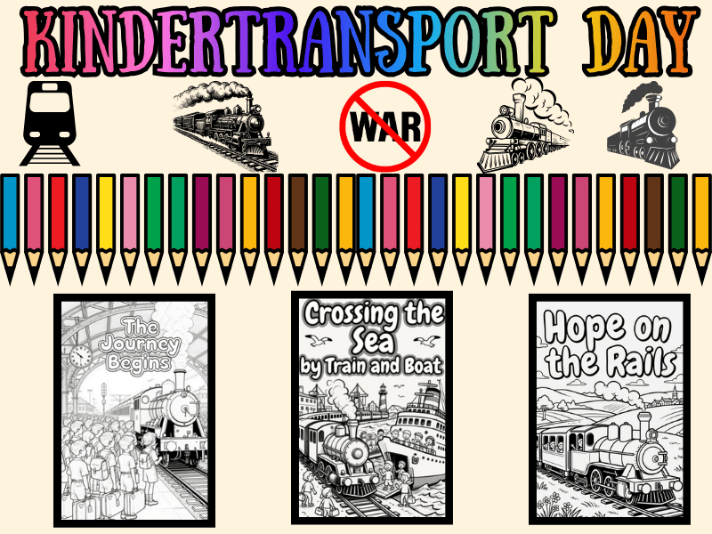 Kindertransport Day Coloring Pages | WWII Holocaust Rescue Trains NO PREP Pack