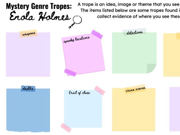 Enola Holmes Trope Collection Sheet