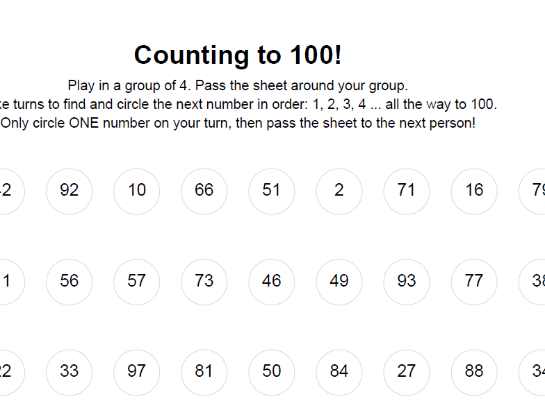 Group Game Count to 100