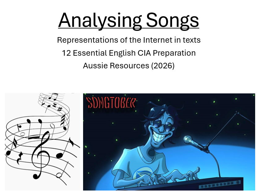 12 Essential English – CIA Exam Prep (QLD) – Analysing songs which contain reps of the internet