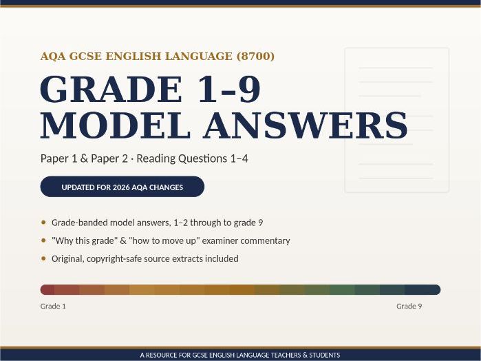 AQA GCSE English Language (2026) — Grade 1-9 Model Answers Paper 1 & 2 (Questions 1-4) | Reading Bun