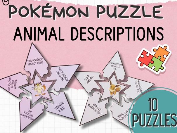 Pokémon Puzzle Challenge – Reading & Animal Description Activity (ESL / Primary | KS1 KS2))