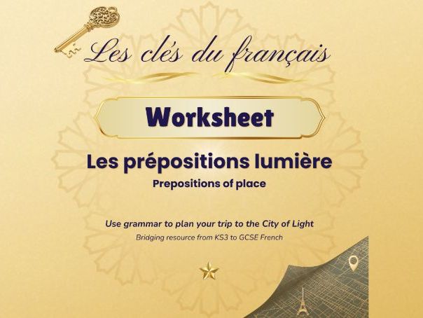Prepositions in Paris – KS3-GCSE French grammar worksheet