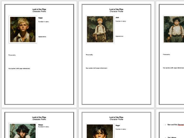 Lord of the Flies Character Profiles