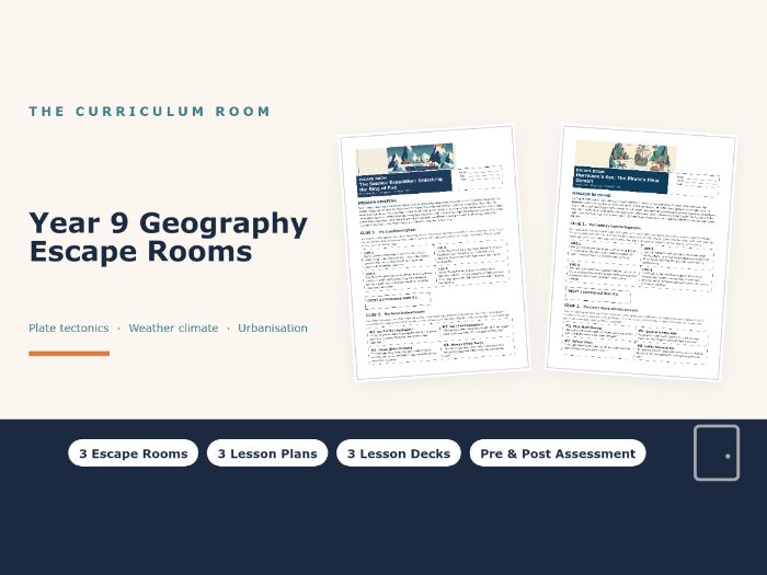 Year 9 Geography Escape Rooms: Plate tectonics, Weather climate, Urbanisation