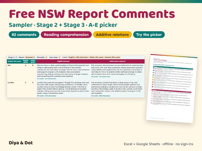 Free NSW Report Comments Sampler