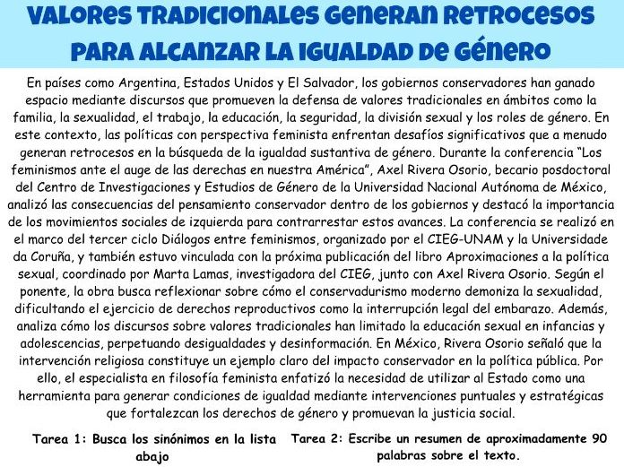 A level Spanish Unit 1: Los valores tradicionales generan retrocesos