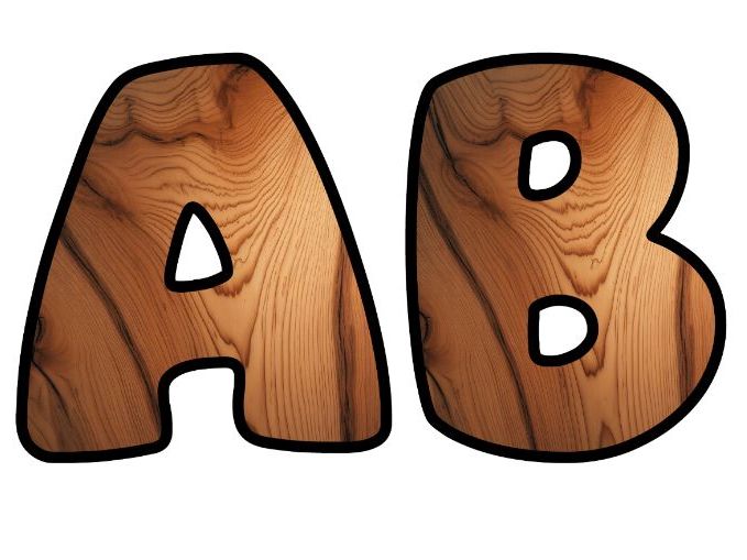 Wood Pattern Material Classroom Display Lettering Set | Upper & Lowercase Letters, 0-9 and Signs
