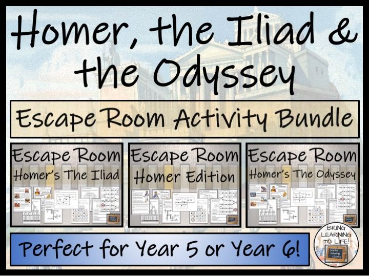 Homer, The Iliad and The Odyssey Escape Room Activity Bundle | Year 5 or Year 6