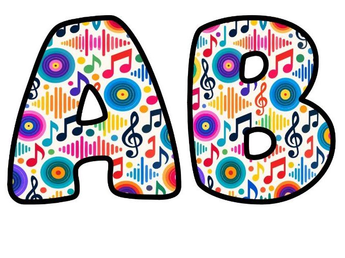 Music Notes and Records Bubble Letters | Art and Music Bulletin Board Letters