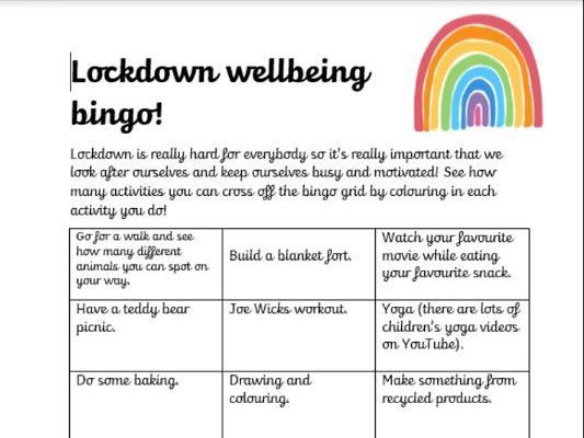 Lockdown Wellbeing Bingo!