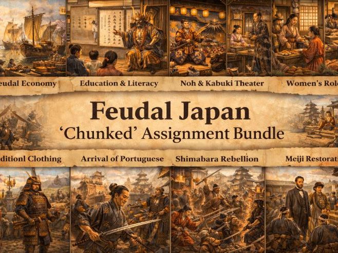 Feudal Japan "Chunked" Assignment Bundle (34 Assignments)