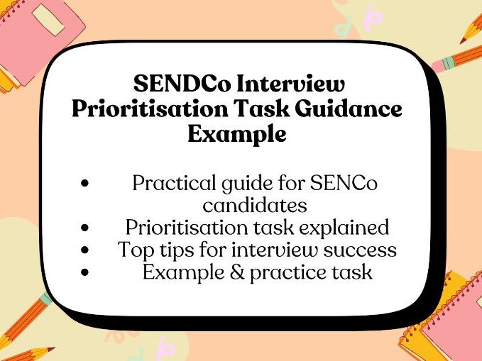 SENCo SENDCo Prioritisation Task Interview Guide | SEND SEN  Example & Tips