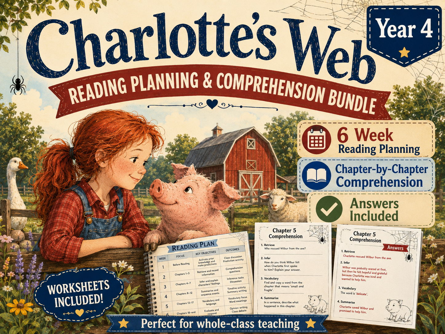 Charlotte’s Web – Year 4 Reading Planning and Comprehension Bundle