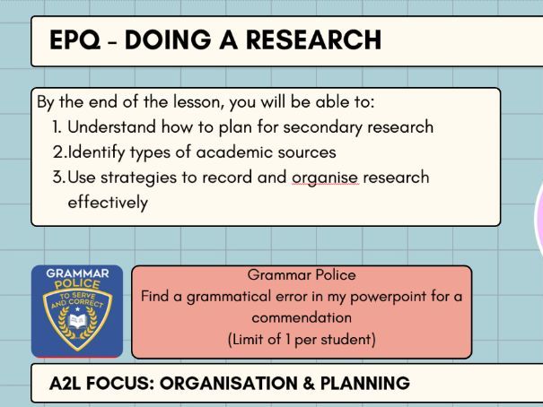 EPQ - Planning for Research