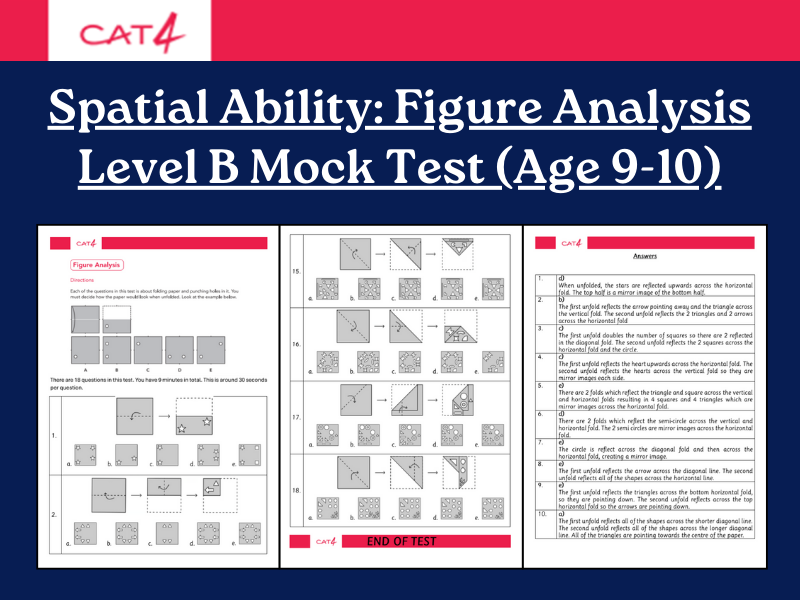 CAT4 Level B Spatial Ability: Figure Analysis Mock Test | 18 Questions & Answers