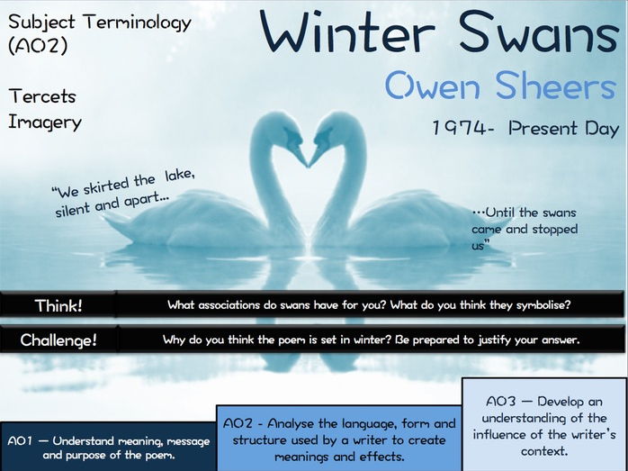 Winter Swans - Owen Sheers - AQA Poetry - Love and Relationships