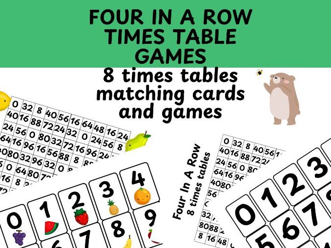 Four in a row multiplication game 8 times table