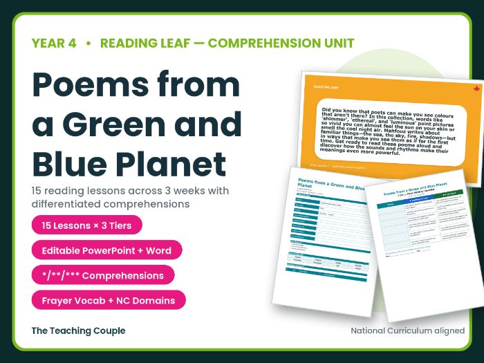 Poems from a Green and Blue Planet | Year 4 Reading I Unit | 15 lessons