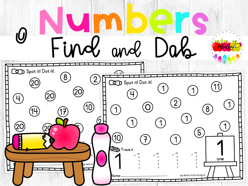 Number Recognition 1-20 & Tracing Worksheets for Kindergarten, Preschool, Back to School