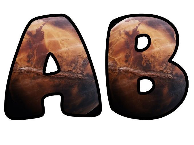 Mars Planet Red Space Classroom Display | Lettering Set | Upper & Lowercase, 0-9 and Signs