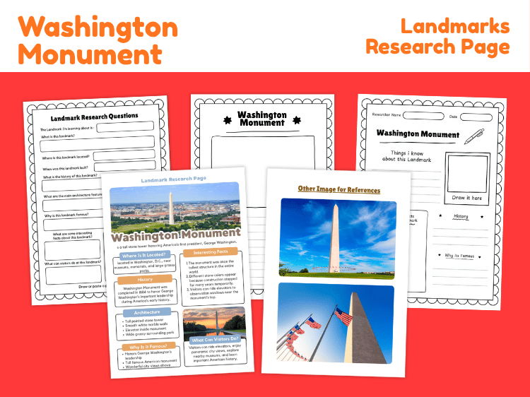 Washington Monument Research Project | Landmark Worksheets