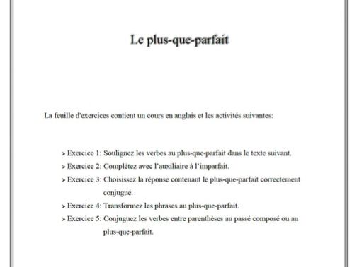 the pluperfect (le plus-que-parfait)