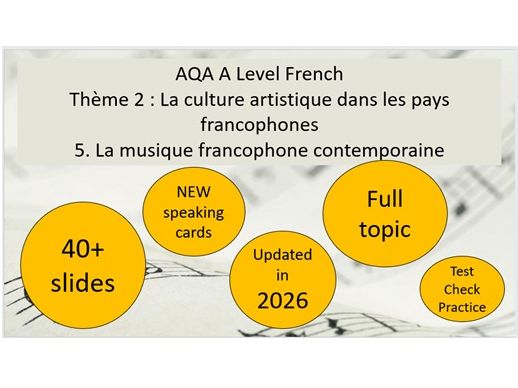 AQA A Level / AS Level French – La musique francophone contemporaine FULL TOPIC