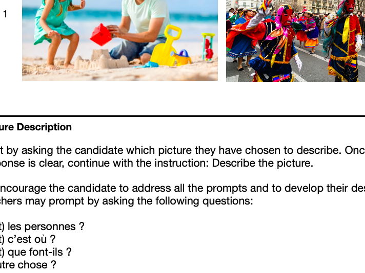 Speaking pack - Travel & Tourism - Edexcel GCSE French Higher