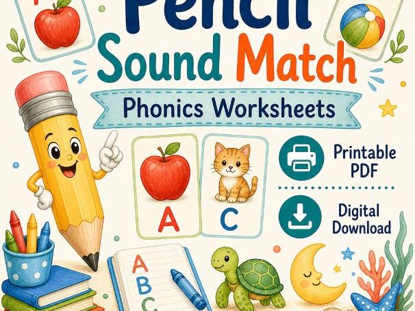 Pencil Sound Matching Worksheets for Kids
