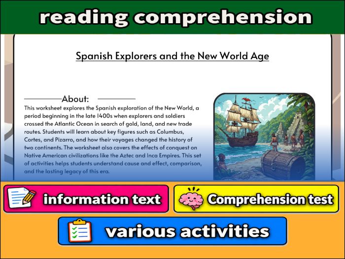 Spanish Explorers and the New World Age  & Comprehension Test