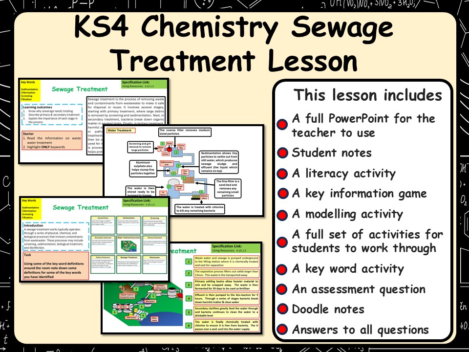 GCSE Chemistry (Science) Sewage Treatment Lesson