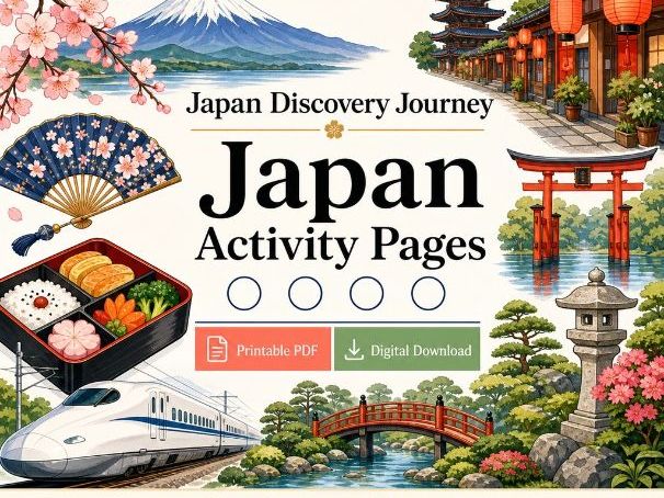 Japan Discovery Journey | Japan Activity Pages | Printable PDF | Digital Download