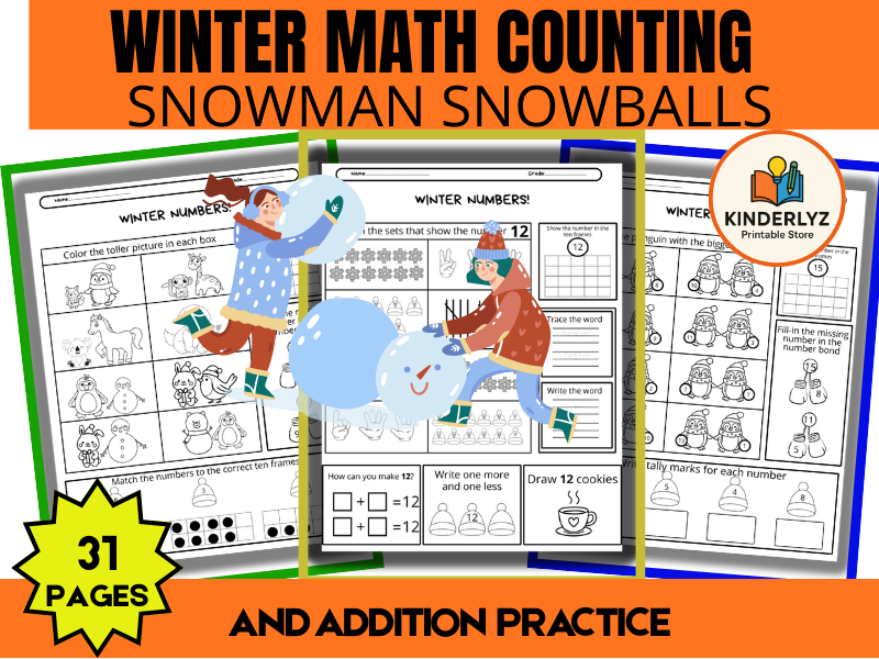 Winter Math Snowflake Counting Tally Marks