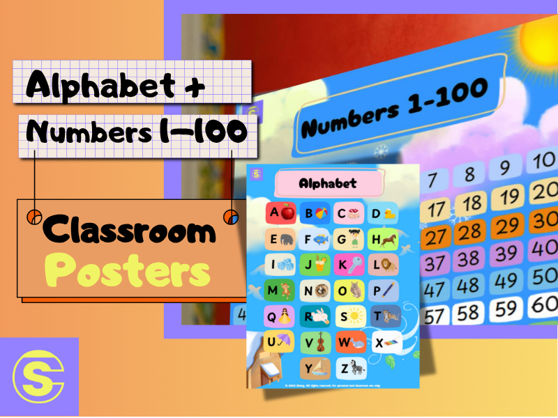 Alphabet & Numbers 1–100 Classroom Poster