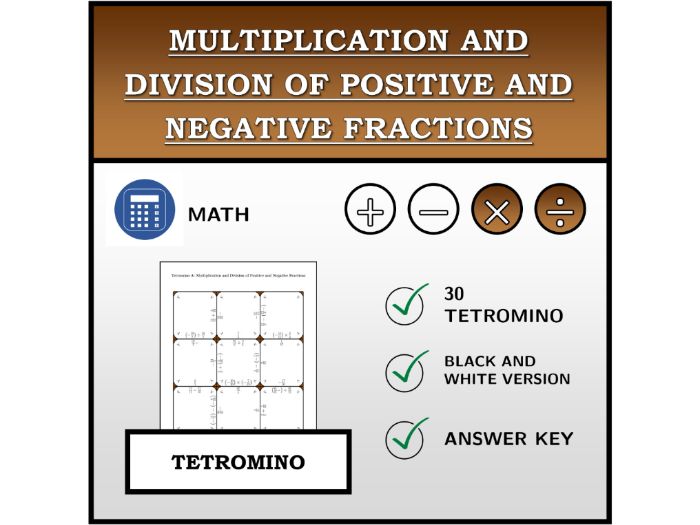 Tetromino | Multiplication and Division of Positive and Negative Fractions | Math Activity