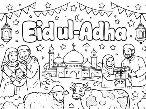 Eid Ul-Adha Festival Islam Colouring Page