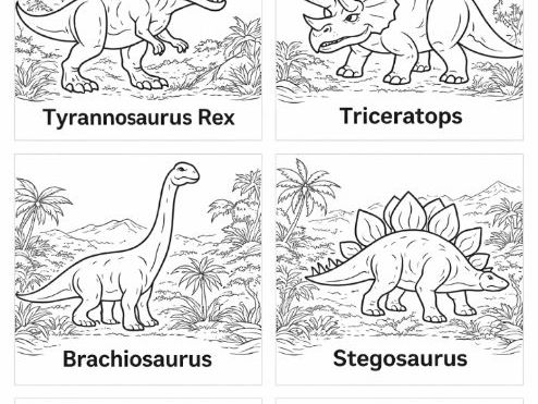 Bundle of 5 Dinosaurs Colouring Pages