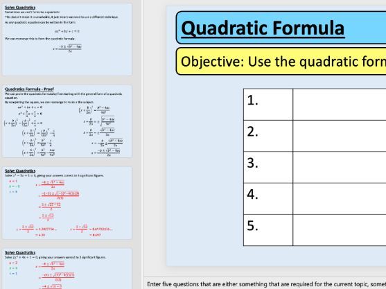 Solving Quadratics Equations by Using the Quadratic Formula