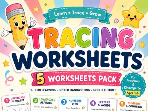 Tracing Worksheets for Children (3-6 Years Old): A Key to Early Writing Skills Development
