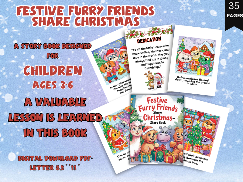 Festive Furry Friends Share Christmas-A picture book story-PreK-2nd Grade