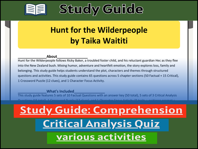 Study Guide for :Hunt for the Wilderpeople  & Comprehension Test