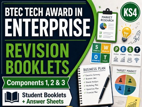 BTEC Tech Award in Enterprise Revision Booklets | All Components| Student Booklets and Answers