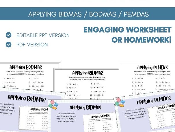 Applying Order of Operations | Worksheet Task | BIDMAS | BODMAS | PEMDAS
