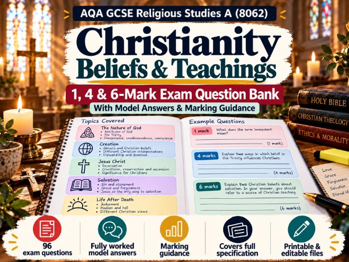 AQA GCSE RS Christianity Beliefs & Teachings | 1, 4 & 6 Mark Questions + Model Answers