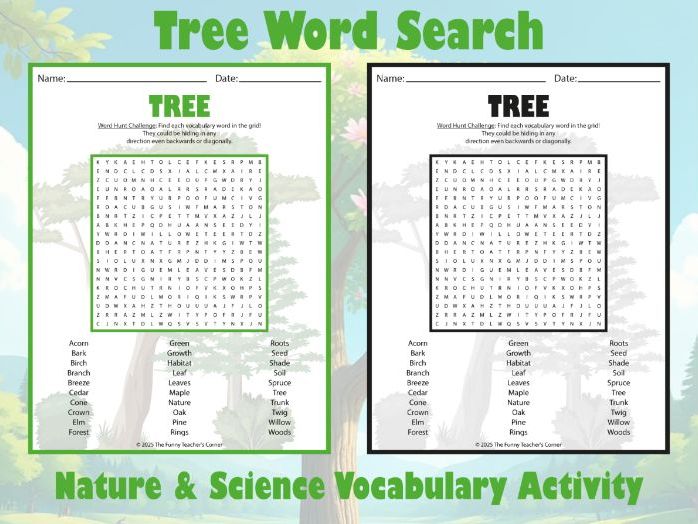 Tree Word Search | Nature & Science Vocabulary Activity | No-Prep Worksheet