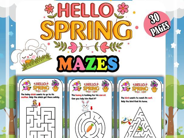 Spring Mazes for EYFS / Nursery / Reception | Fine Motor Skills No Prep Morning Work