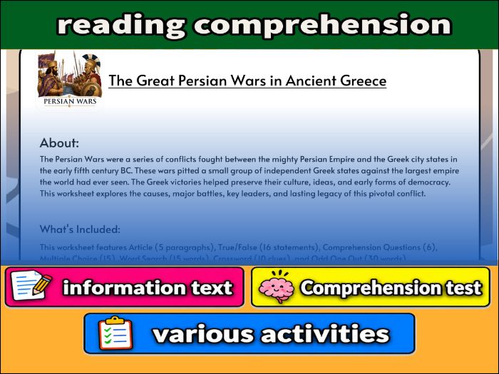 The Great Persian Wars in Ancient Greece- Reading Comprehension & Activities